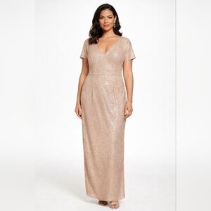 Adrianna Papell Sequin Formal Dress Gown Size 14 NWT